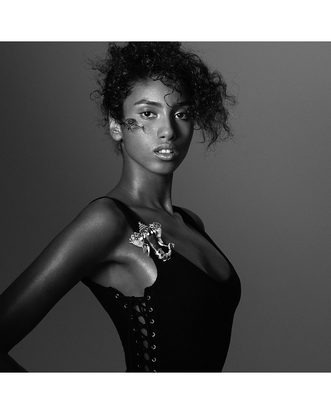 Imaan Hammam indossa la spilla Tiffany & Co.