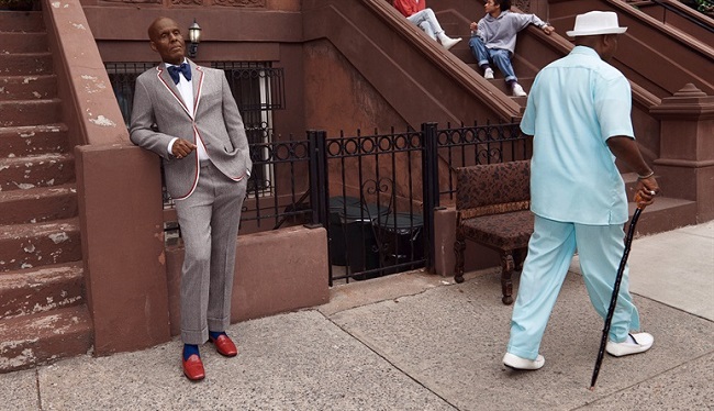 Dapper Dan, right, in the Gucci men's tailoring campaign. Photo: Glen Luchford