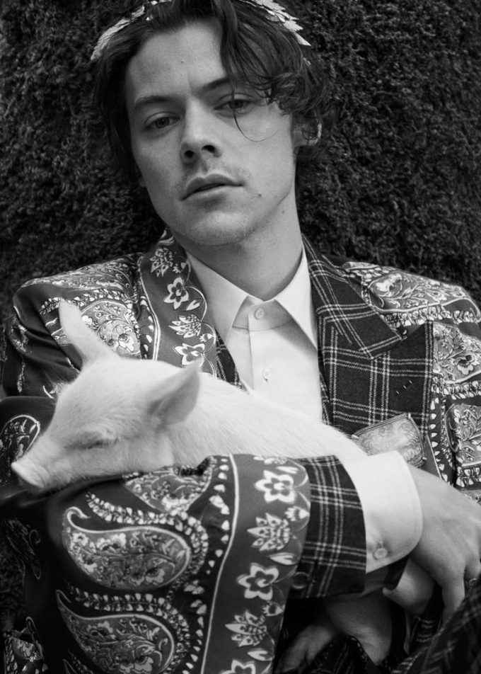 Harry Styles protagonista della nuova campagna Gucci Tailoring scattata nei giardini di Villa Lante.