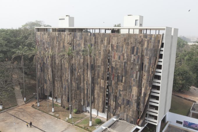 Ibrahim Mahama, Affordable Housing Project, No Stopping No Parking No Loading. Asokore Mampong Kumasi 2006 – 2016, Kumasi, Ghana, 2016, installation view