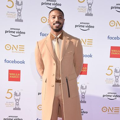 Michael B. Jordan wearing Burberry at the 50th NAACP Image Awards Michael B. Jordan wearing Burberry to the 50th annual NAACP Image Awards in Los Angeles