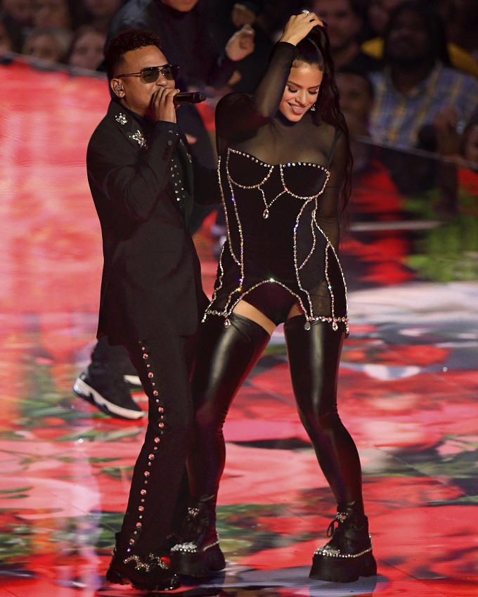 Performers wearing Burberry during the MTV Video Music Awards