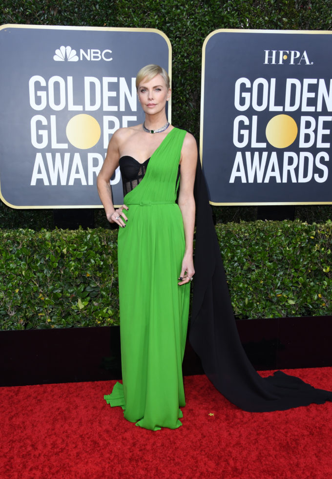 Golden Globes 2020: Charlize Theron wearing Dior Haute Couture 
