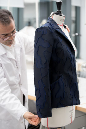 Dior presents the savoir-faire behind the camouflage version of the Bar jacket 