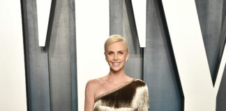 Charlize Theron and Greta Gerwig in Dior Haute Couture and Dior by Maria Grazia Chiuri to the Vanity Fair Oscar Party