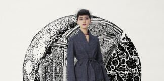Actress Yuko Araki in the virtual front row at Dior Couture