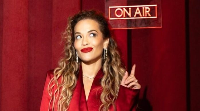RITA ORA wearing GENNY’s look at Live! with Kelly and Mark a talk show RITA ORA wearing GENNY's look at Live! with Kelly and Mark a talk show