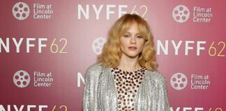 Emma Laird wears Louis Vuitton to the premiere of “The Brutalist” during the 62nd New York Film Festival