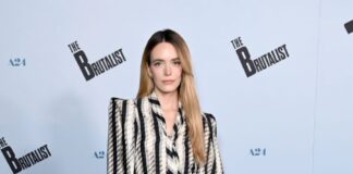 Stacy Martin wears Louis Vuitton to the screening of “The Brutalist” in Los Angeles