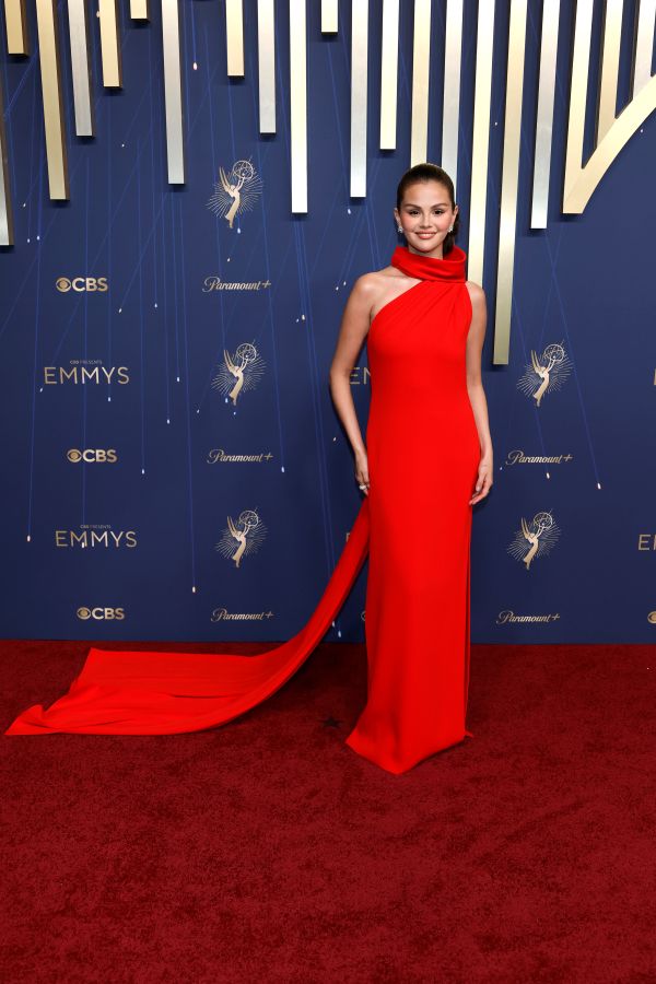 Selena Gomez wears custom Louis Vuitton to the 77th Primetime Emmy Awards