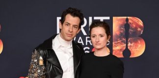 Mark Ronson & Grace Gummer both in custom Celine at The 2026 BRIT Awards