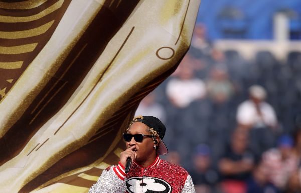 Future wears custom Louis Vuitton during the World Cup Opening Ceremony performance Future wears custom Louis Vuitton during the World Cup Opening Ceremony performance