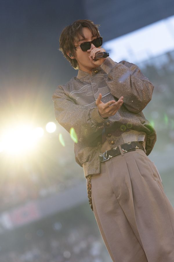 j-hope wears custom Louis Vuitton to the BTS World Tour ‘Arirang’ in Paris