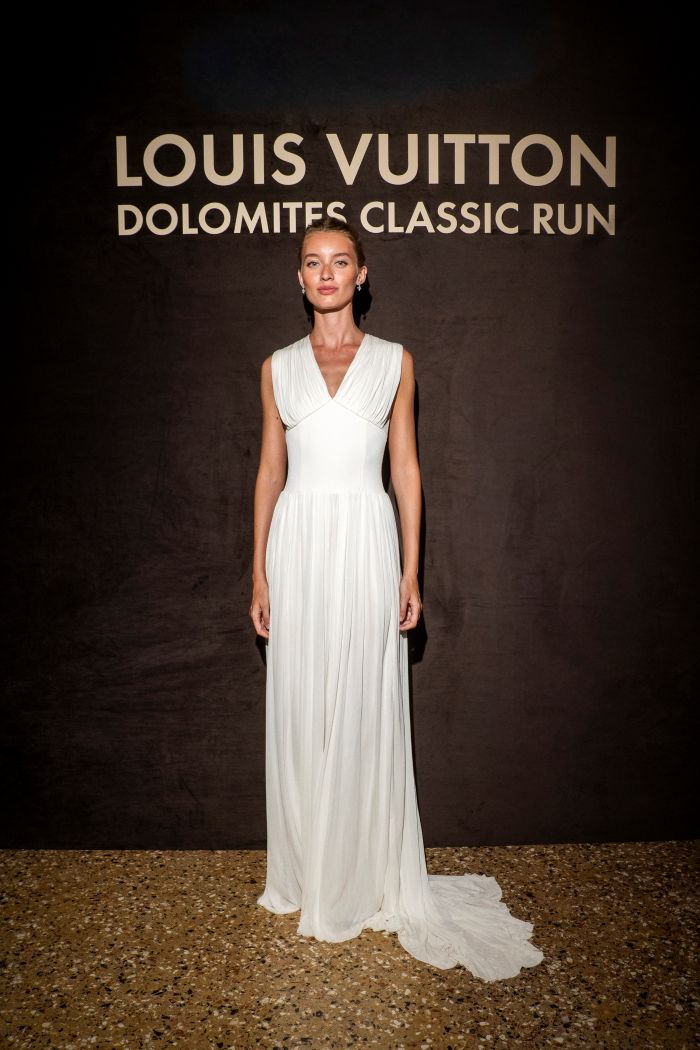 Giulia Maenza wears Louis Vuitton to celebrate the start of the Louis Vuitton Dolomites Classic Run 2026 in Venice