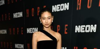 Hoyeon wears custom Louis Vuitton to the “Hope” premiere in New York City